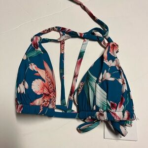 La Blanca Teal Floral Bikini Top